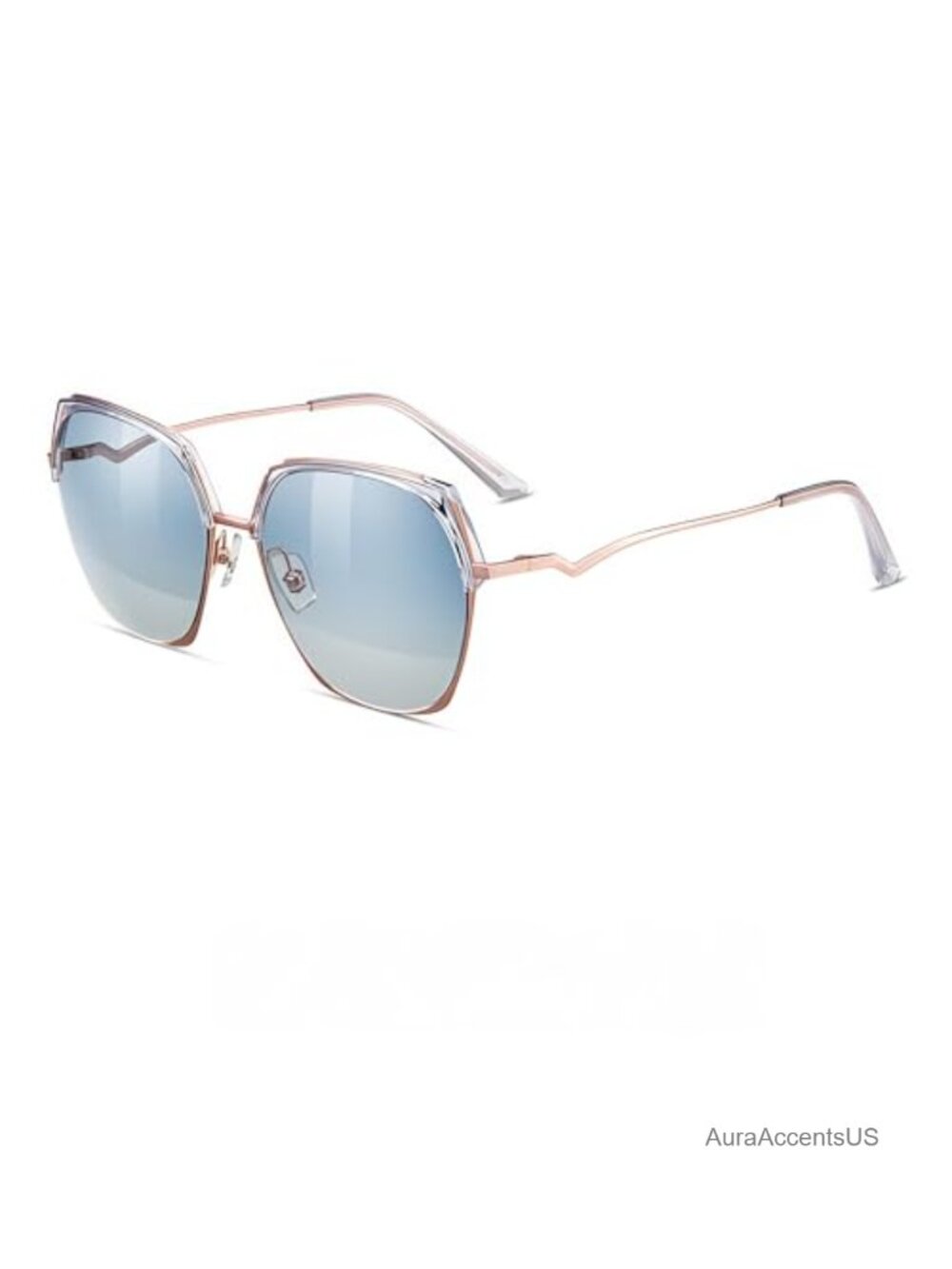 Women's UV400 Nylon Lens Semi-Rimless Metal Frame Retro Sunglasses